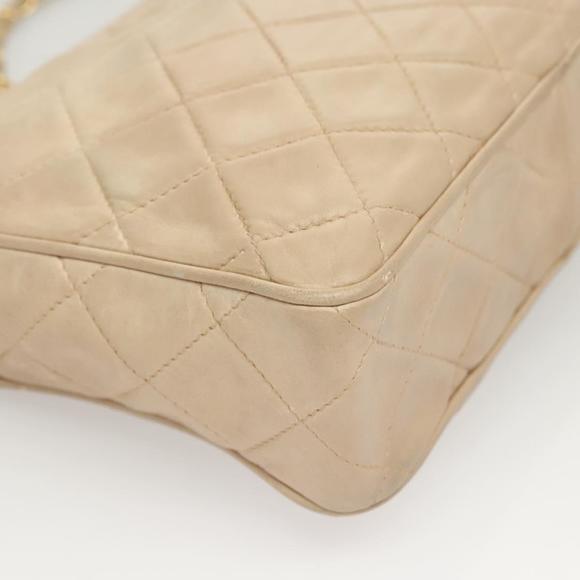 CHANEL Matelasse Chain Shoulder Bag Lamb Skin Beige Gold CC Auth bs26041 - Picture 14 of 16